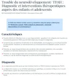 Trouble du neurodéveloppement-TDAH : diagnostic et interventions thérapeutiques auprès des enfants et adolescents